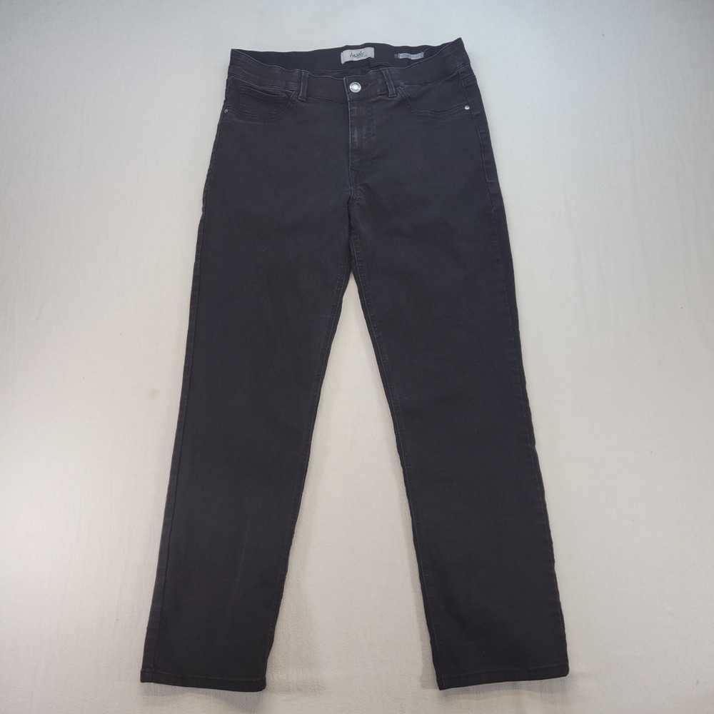 Angels Sculpt Straight Jeans Women 14 Black Stretch Denim Comfort Waistband